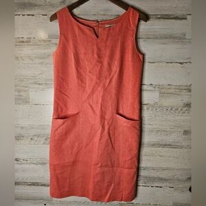 Coldwater Creek 100% Linen Peach Dress with Pockets Womens Size 4